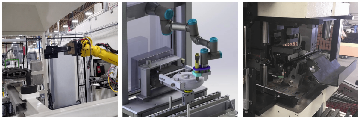 Aplintec生產(chǎn)的機器人單元、COBOT集成和壓力機（從左到右）